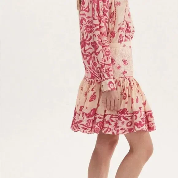 ALÉMAIS esmerelda Printed Mini Skirt 100% silk